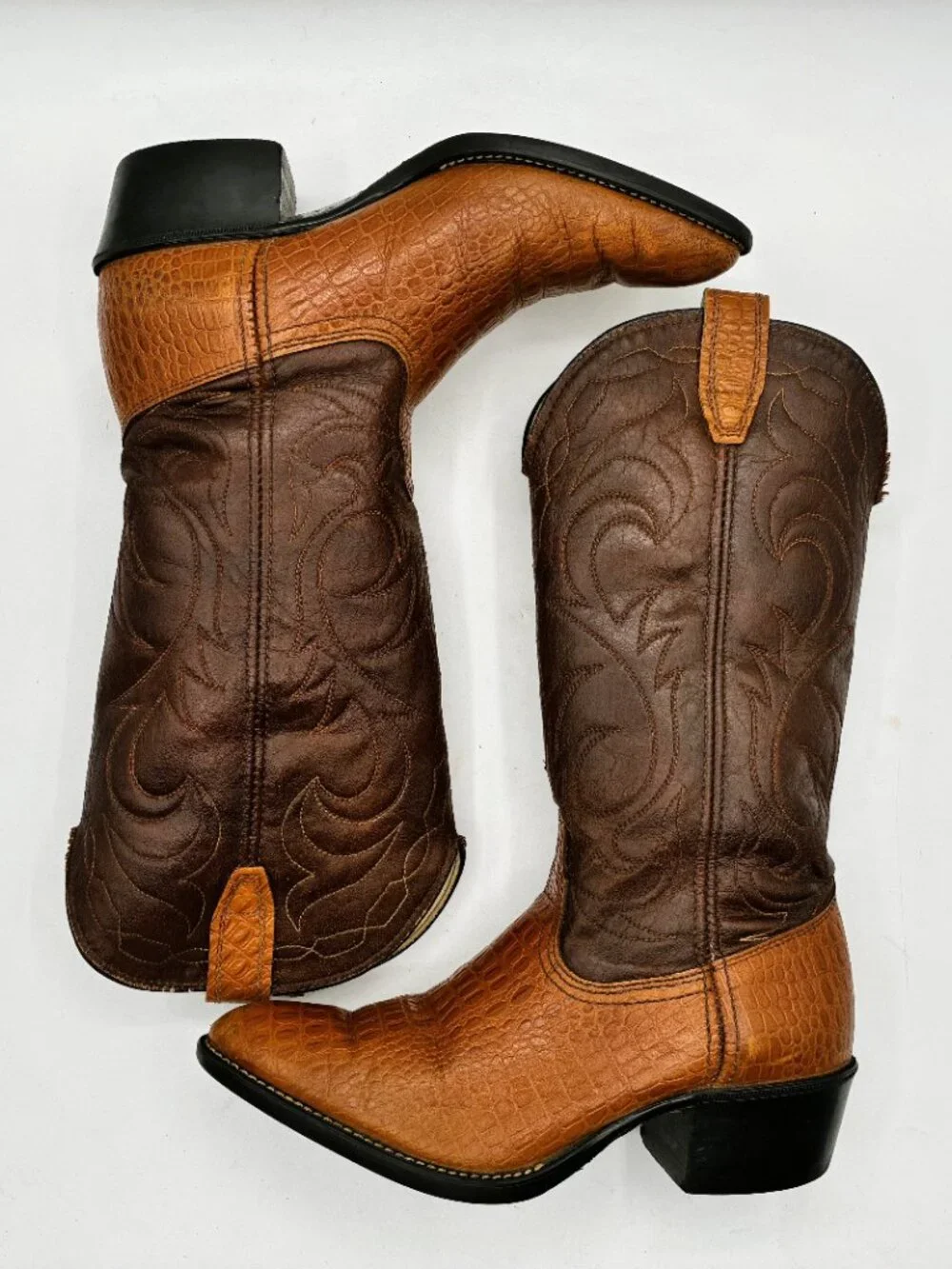 Vintage ACME 2334 Western Cowboy Boots Brown Leather Balance Youth Sz 3.5 D, VGC